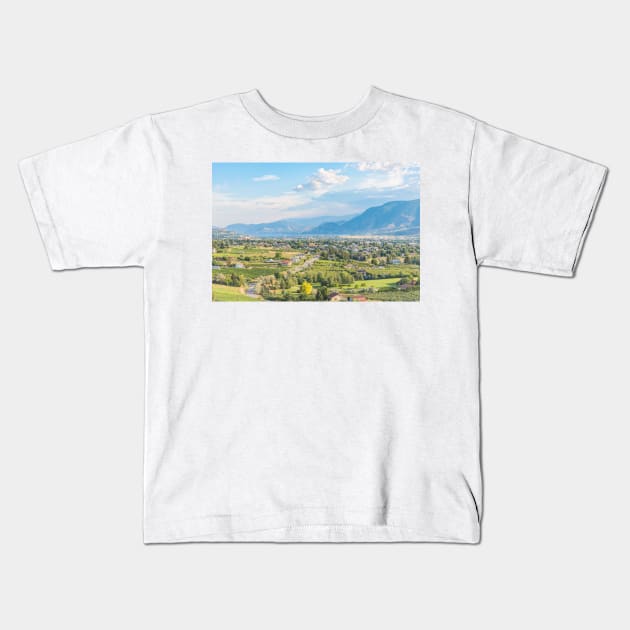 Panoramic Scenic View of Penticton, British Columbia, Canada Kids T-Shirt by Amy-K-Mitchell